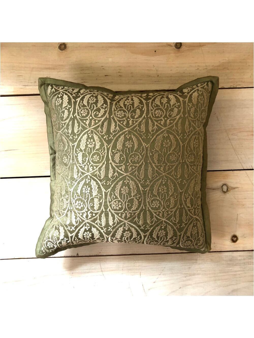 Pier 1 Imports Vintage Throw Pillow Green Blue Floral 15x15 Square